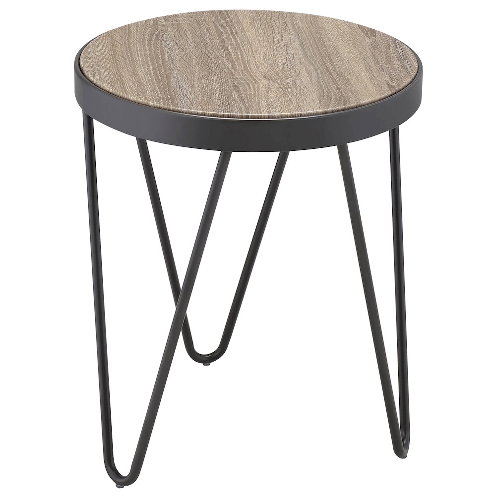 Weathered Grey Oak and Black End Table. Picture 1
