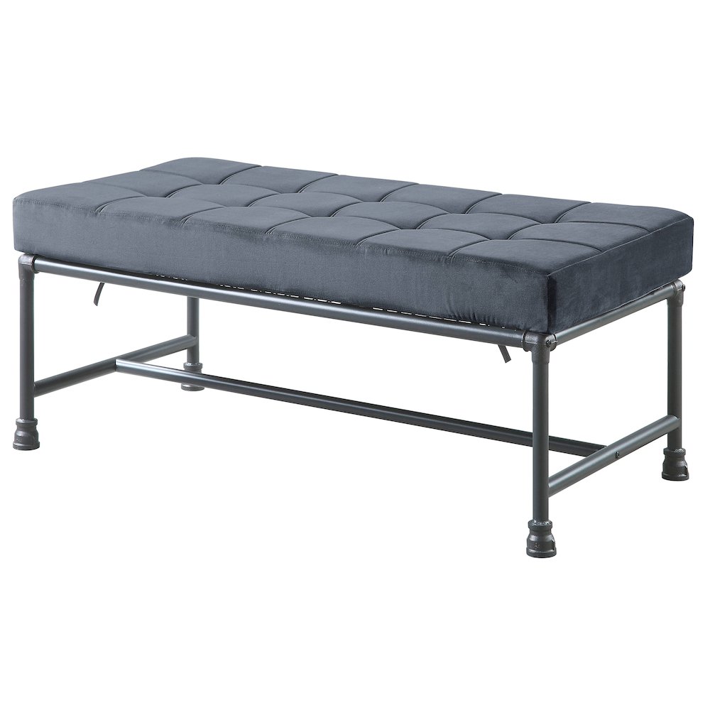 Grey and Sandy Grey Tufted Bench. Picture 1
