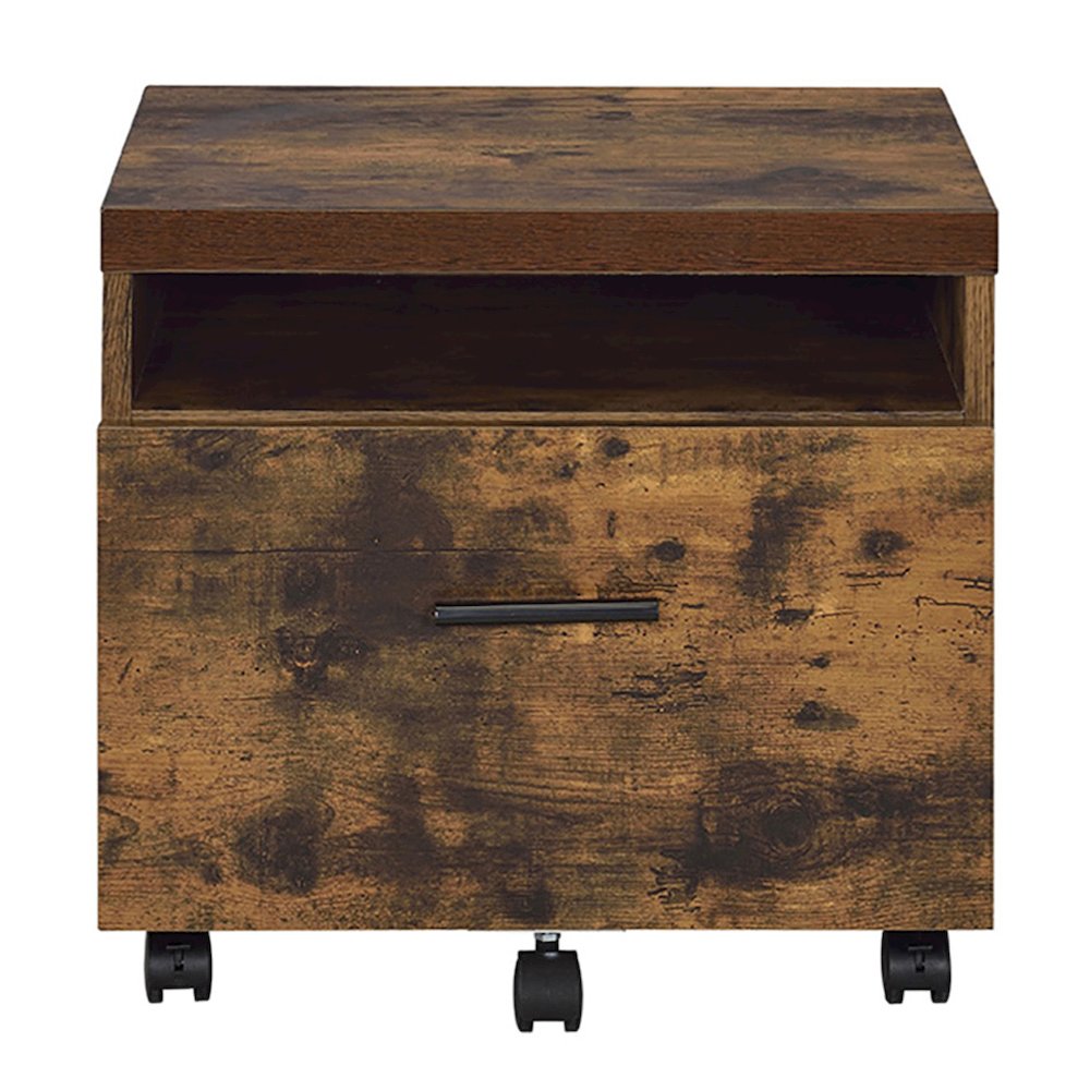 Weathered Oak and Black 1-Drawer File Cabinet. Picture 2