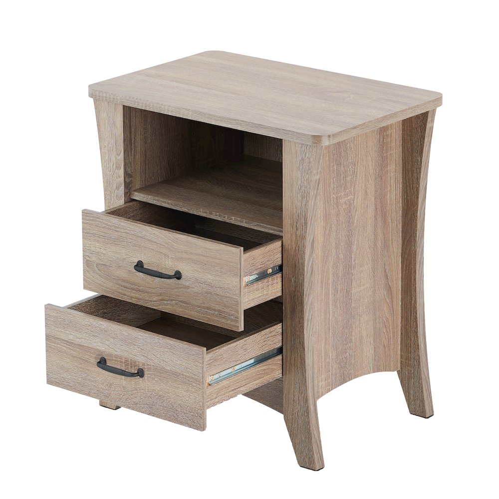 Nightstand with 2 Drawers and Open Shelving. Picture 3