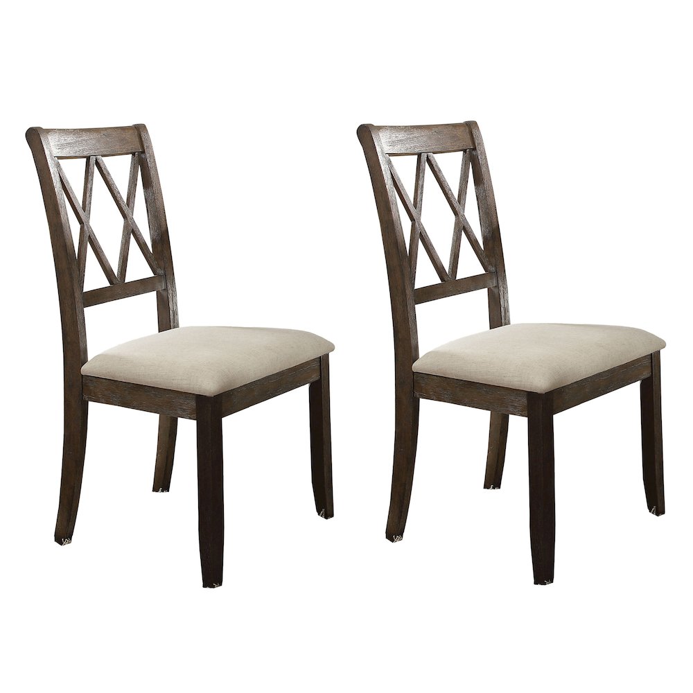 Beige and Salvage Brown Open Back Side Chairs (Set of 2). Picture 1