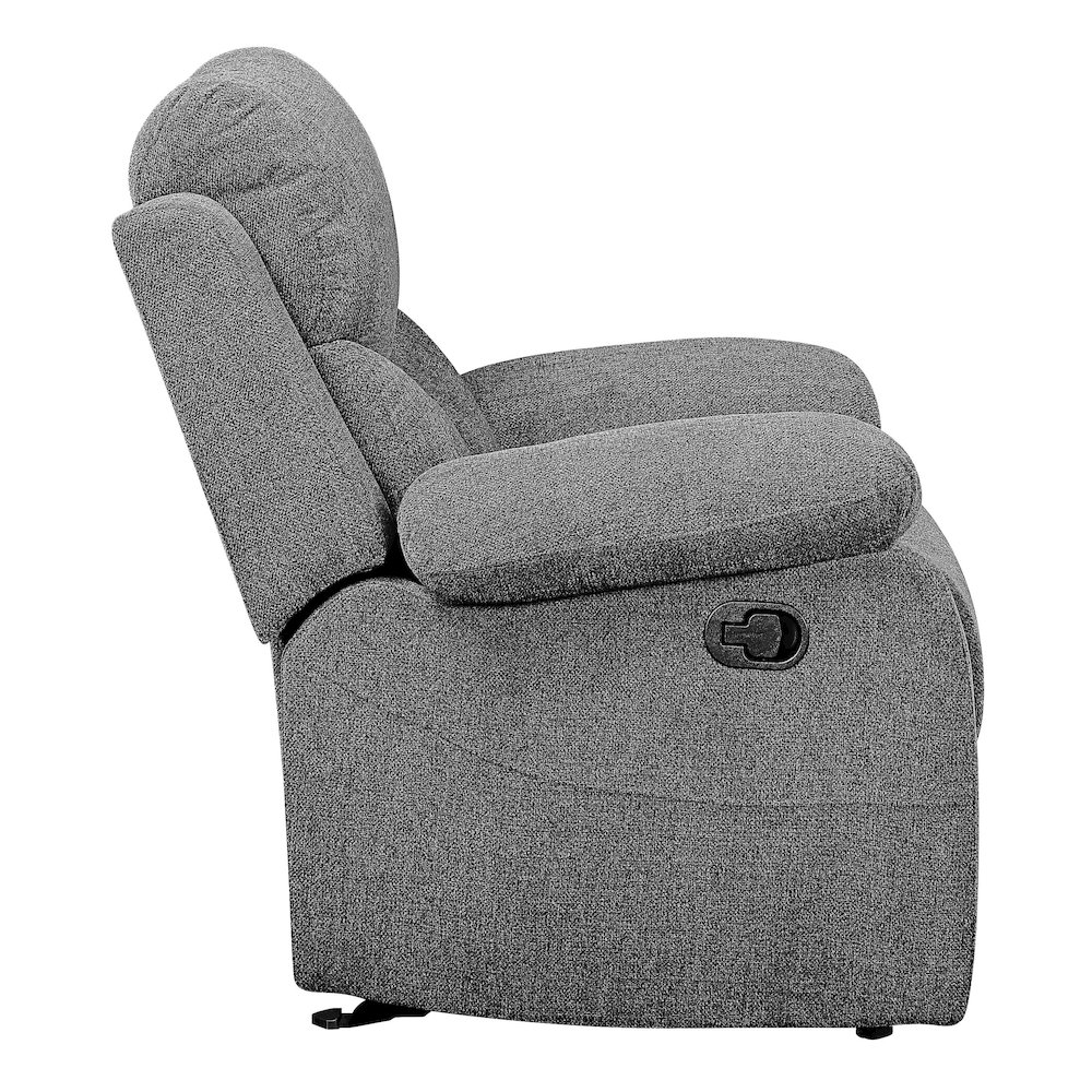 Grey Pillow Top Arms Glider Recliner. Picture 4