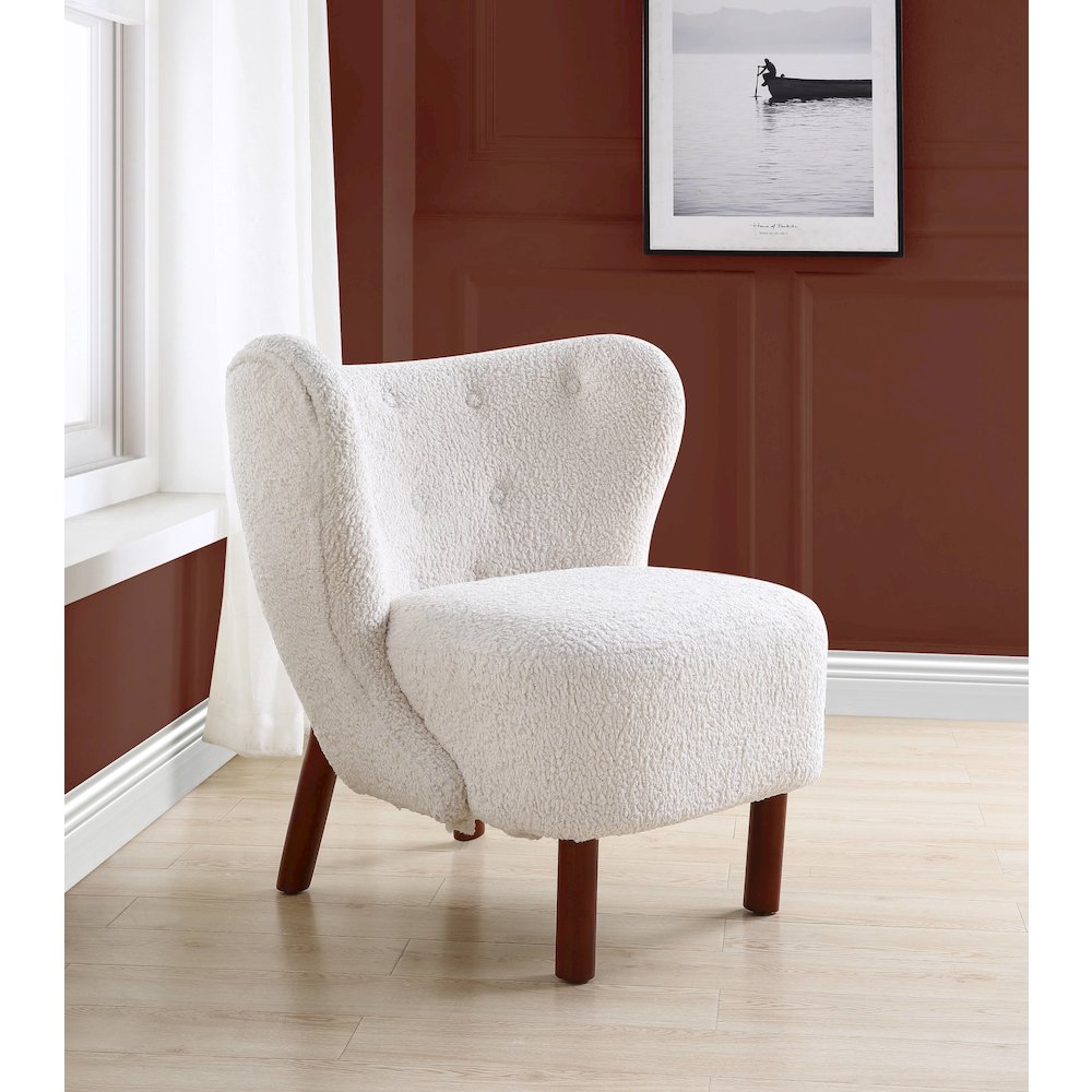 White Wingback Accent Chair. Picture 5