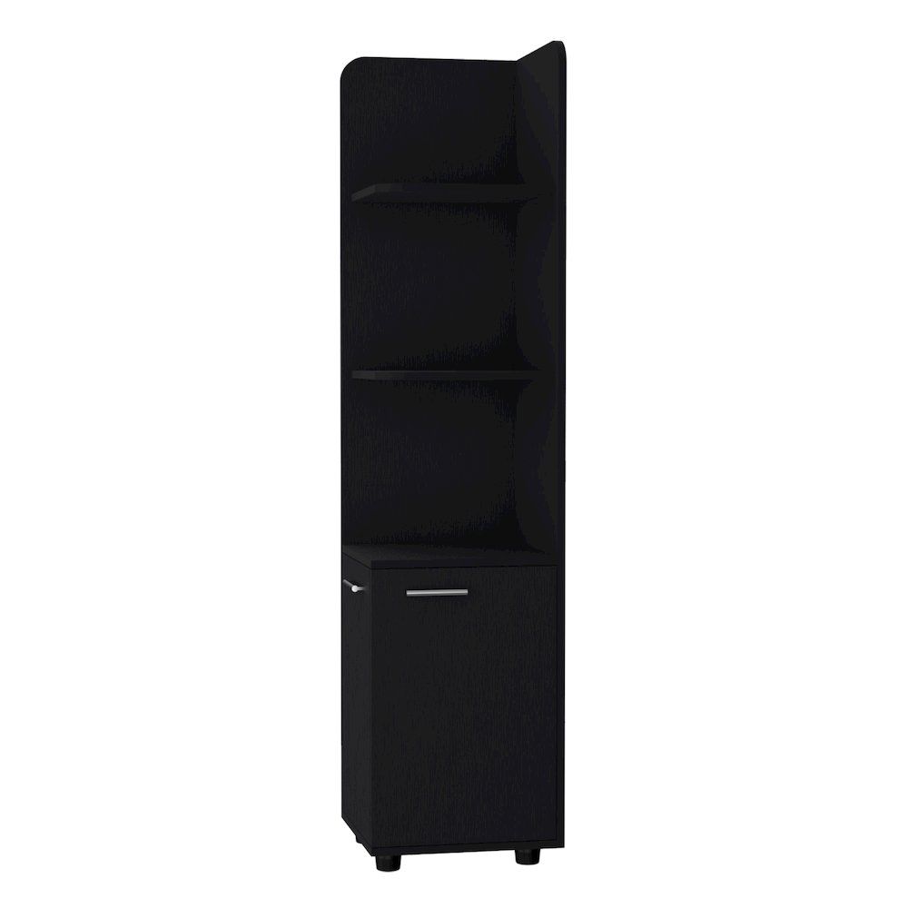 2-Door Cabinet with 3 Corner Shelves Black. Picture 5