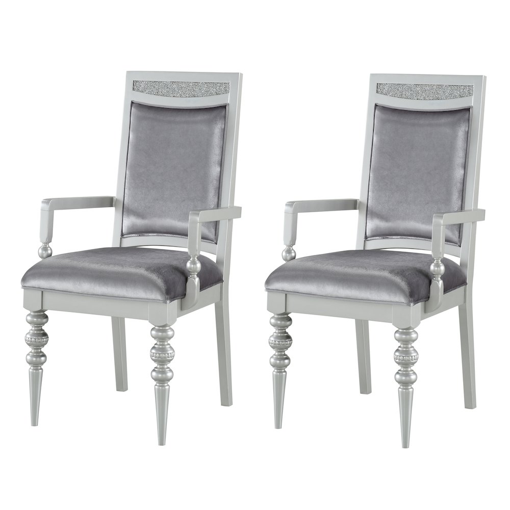 Grey and Platinum Upholstered Arm Chairs (Set of 2). Picture 1