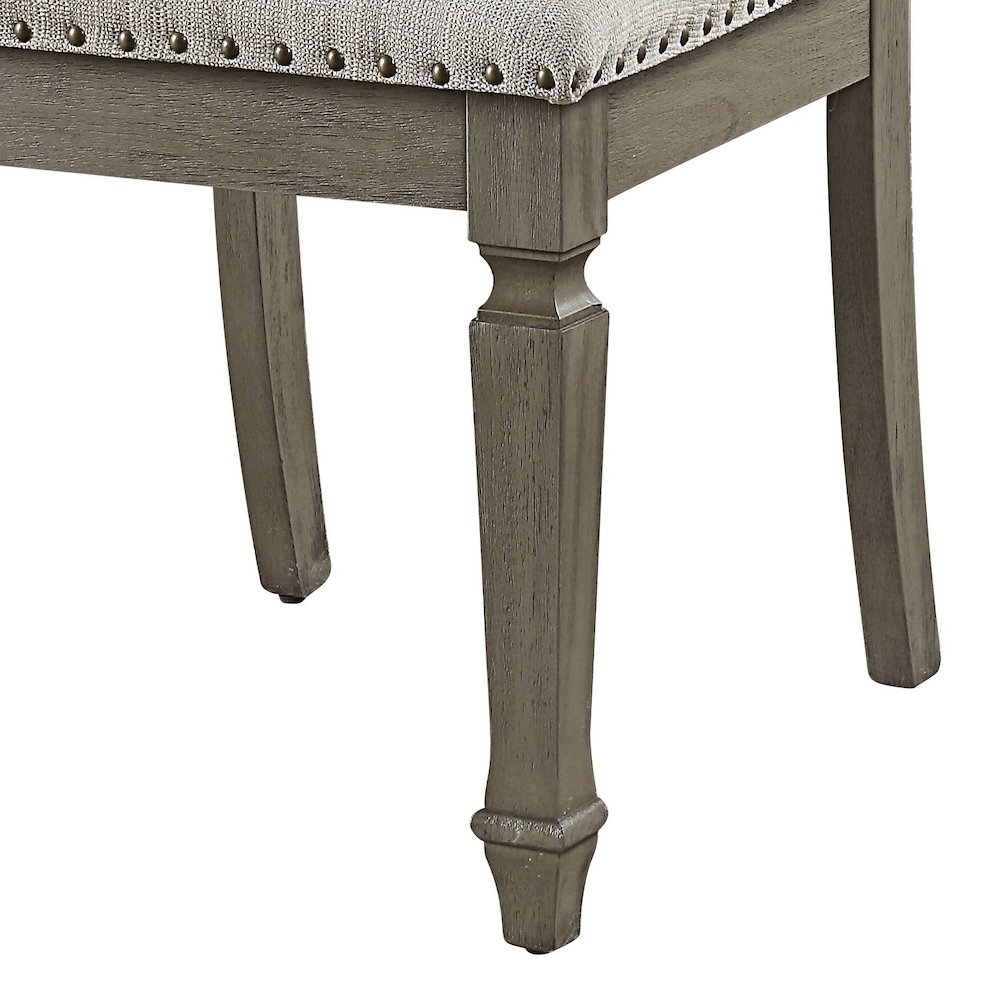 Beige and Weathered Oak Open Back Side Chairs (Set of 2). Picture 4