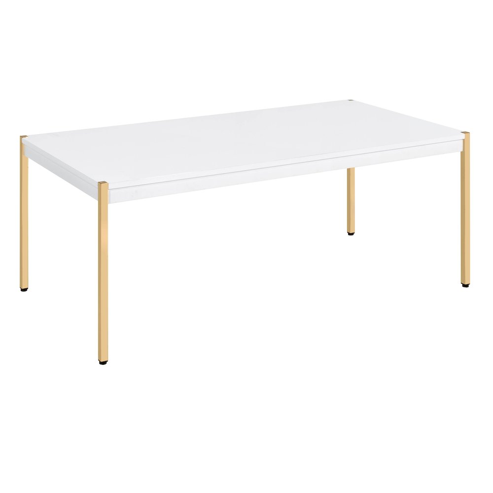 White and Gold Rectangle Coffee Table. Picture 1