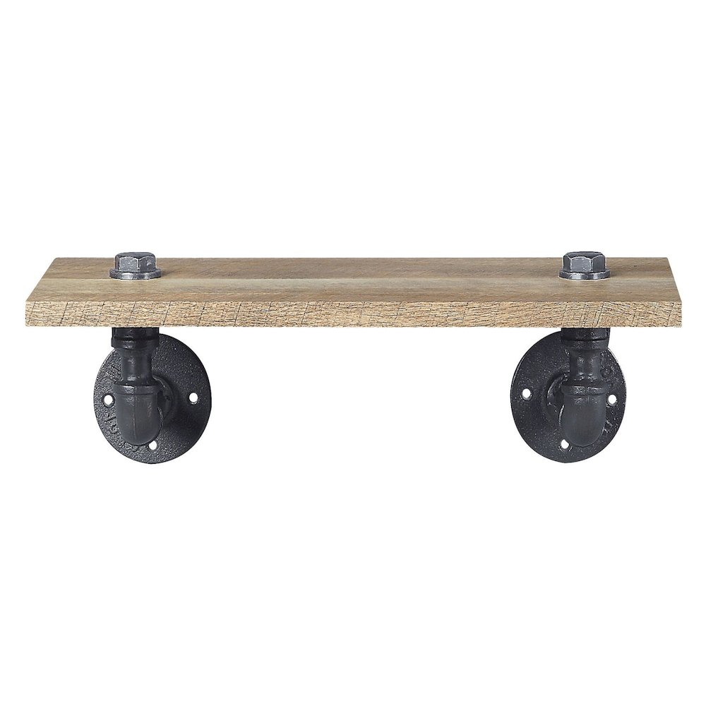 Oak and Sandy Black Rectangle Wall Shelf. Picture 2