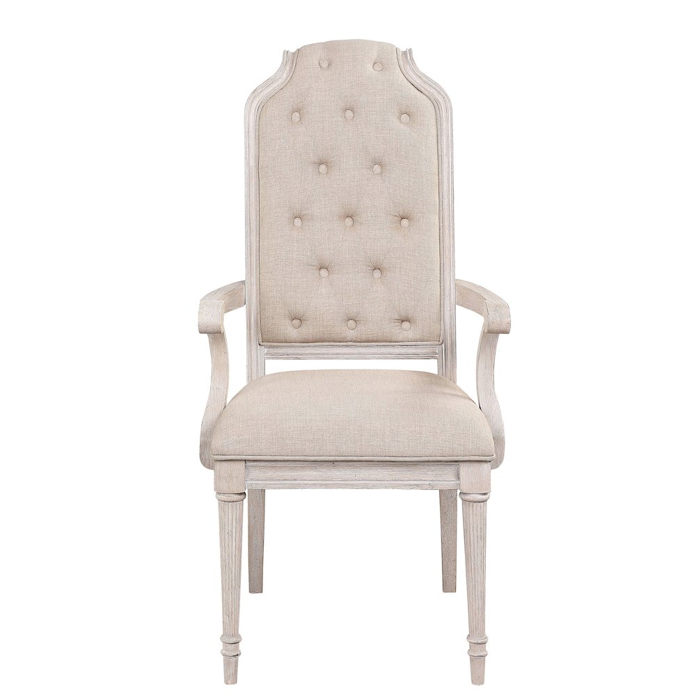 Beige and Antique Champagne Tufted Back Arm Chairs (Set of 2). Picture 2