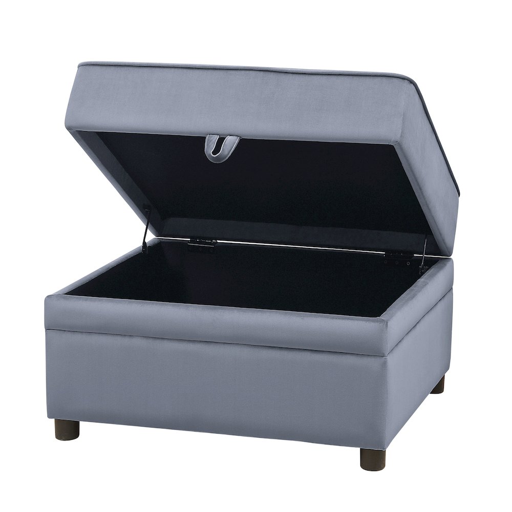 Grey Rectangle Storage Ottoman. Picture 4