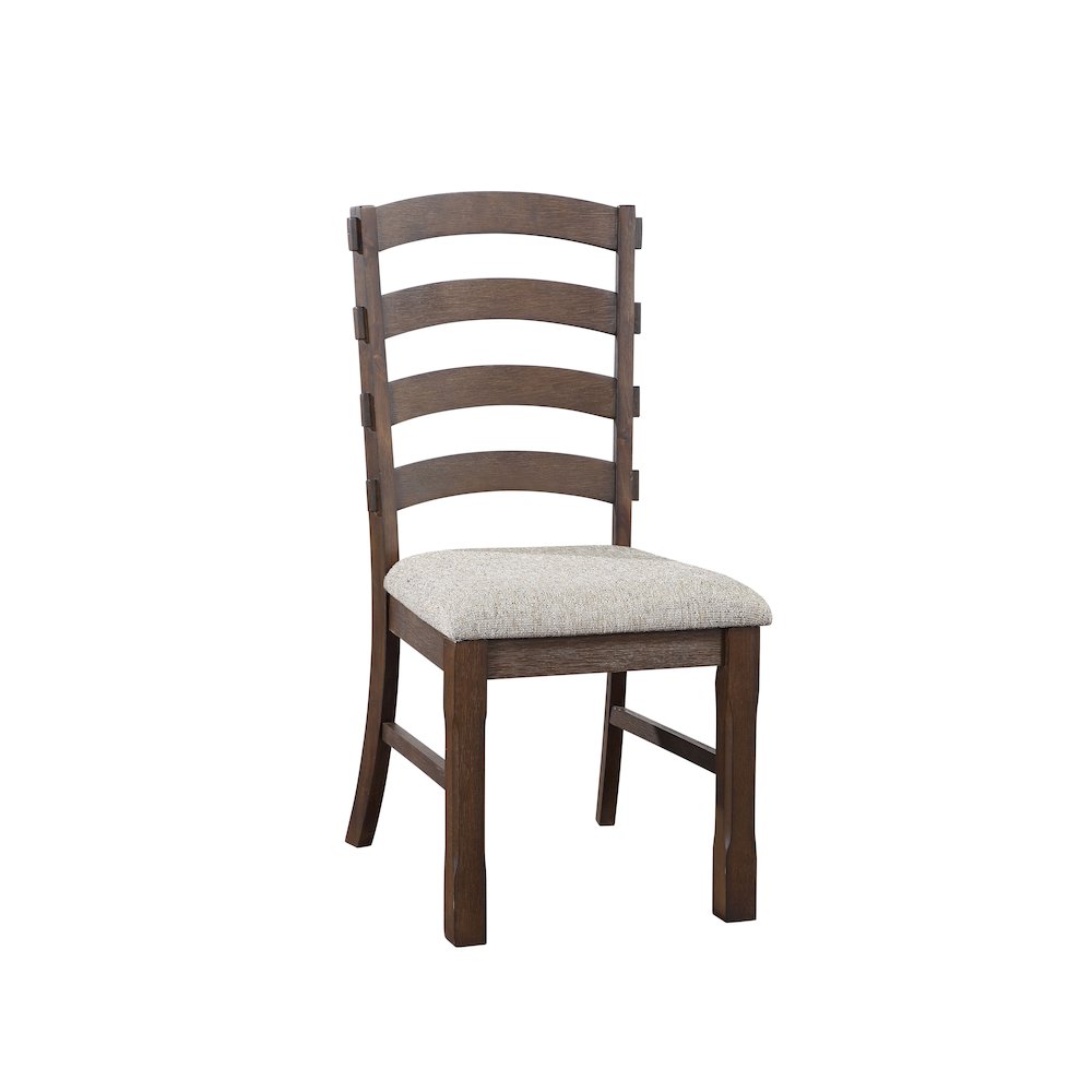 Grey and Rustic Brown Ladder Back Side Chairs (Set of 2). Picture 1