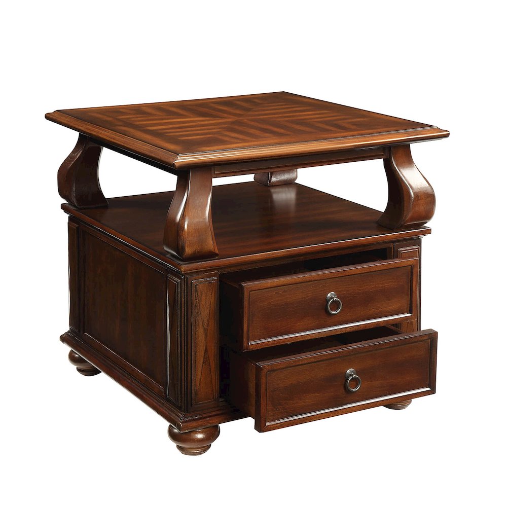Walnut End Table with 2-drawer. Picture 3
