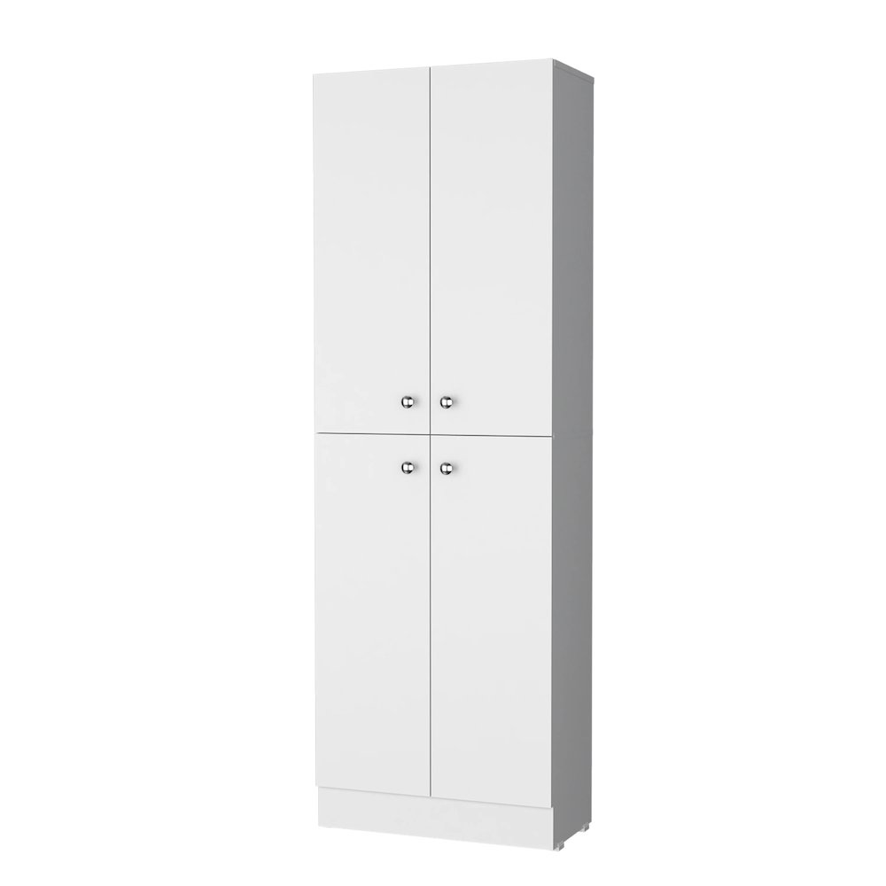 White Pantry Cabinet with 4 Doors and 5 Hidden Shelves. Picture 1