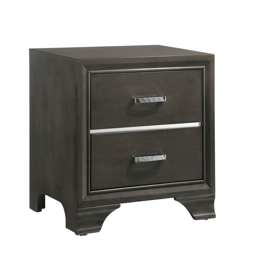 Grey 2-drawer Nightstand. Picture 1