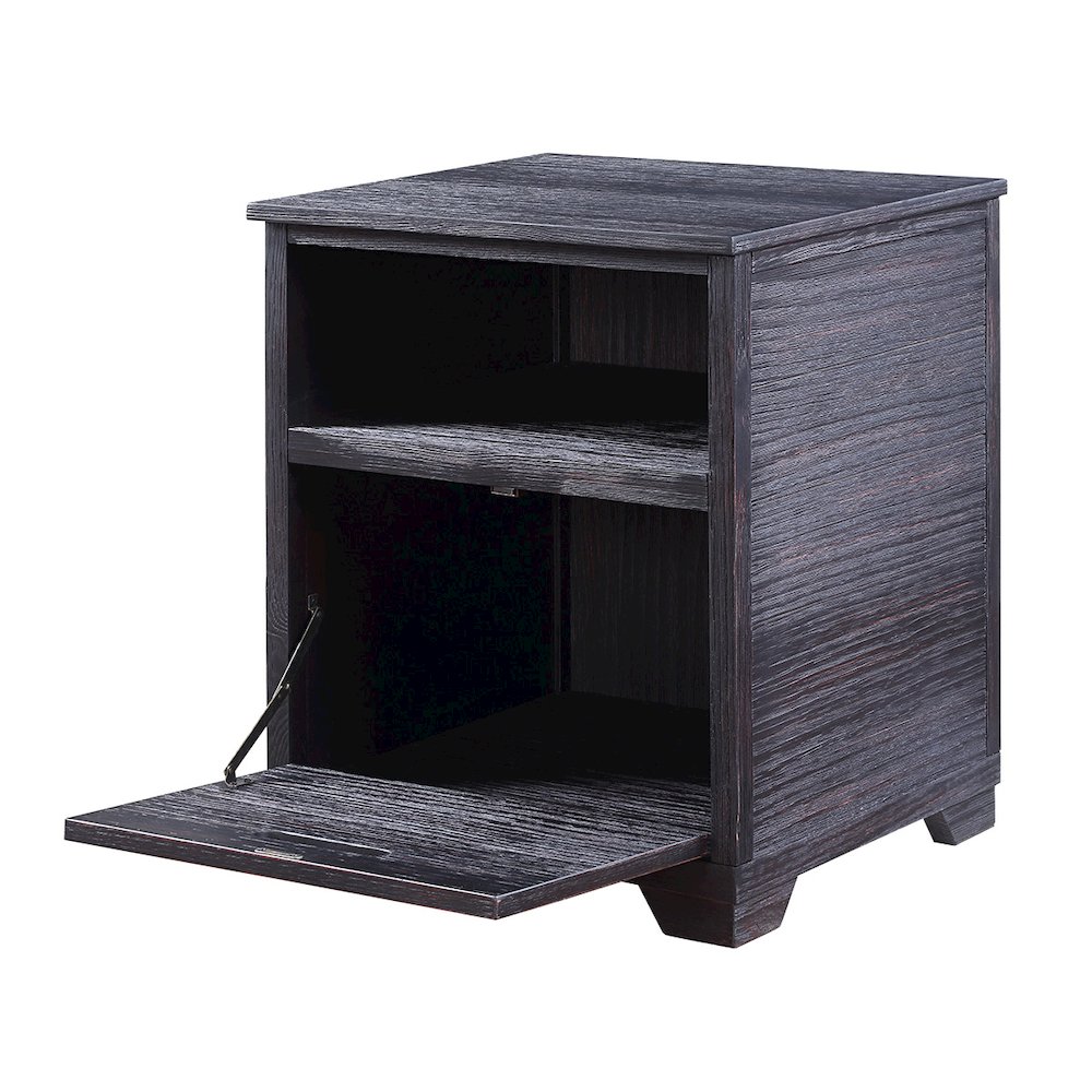 Antique Black End Table with Drop-Down Door. Picture 2