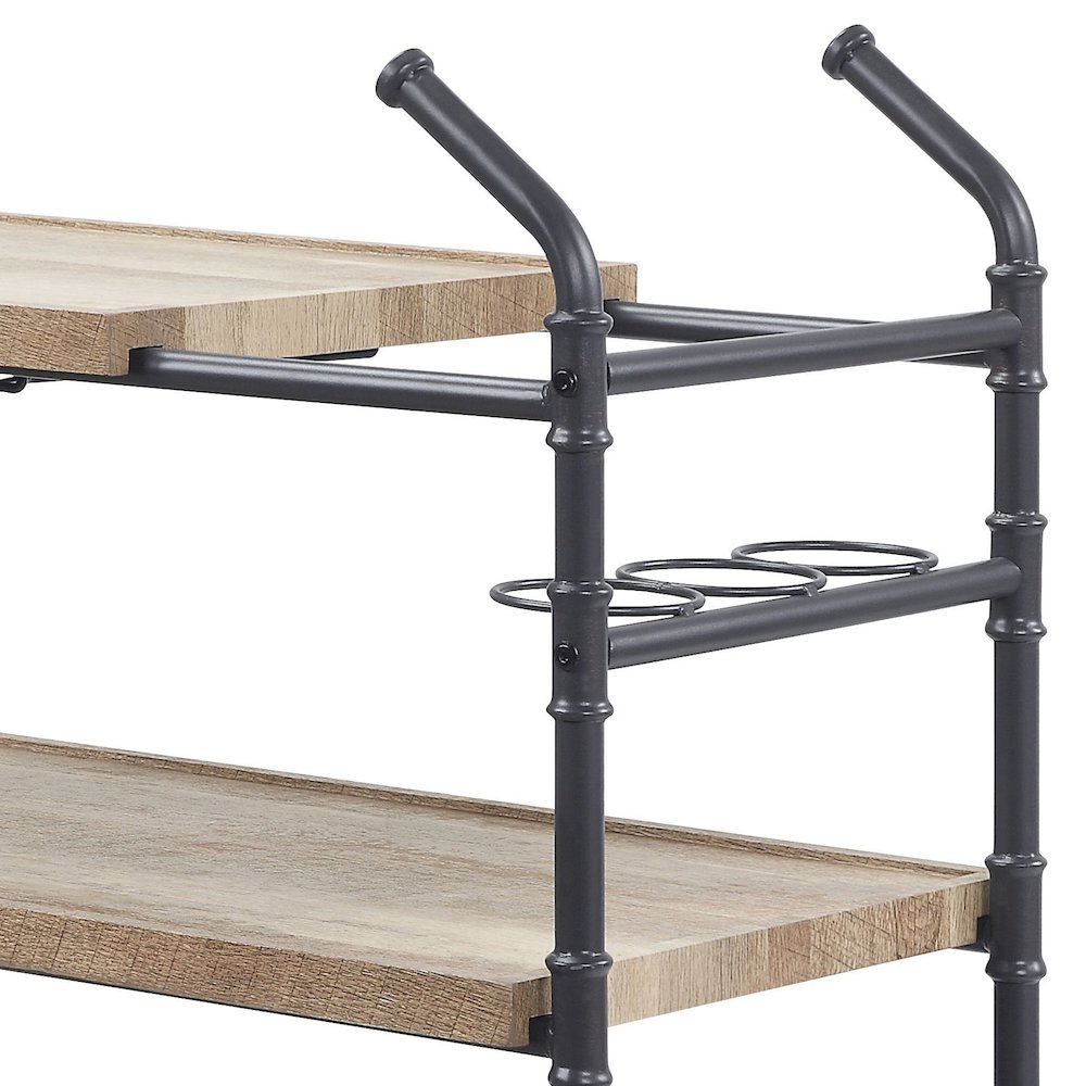 Oak and Sandy Black 2-Shelf Serving Cart. Picture 4