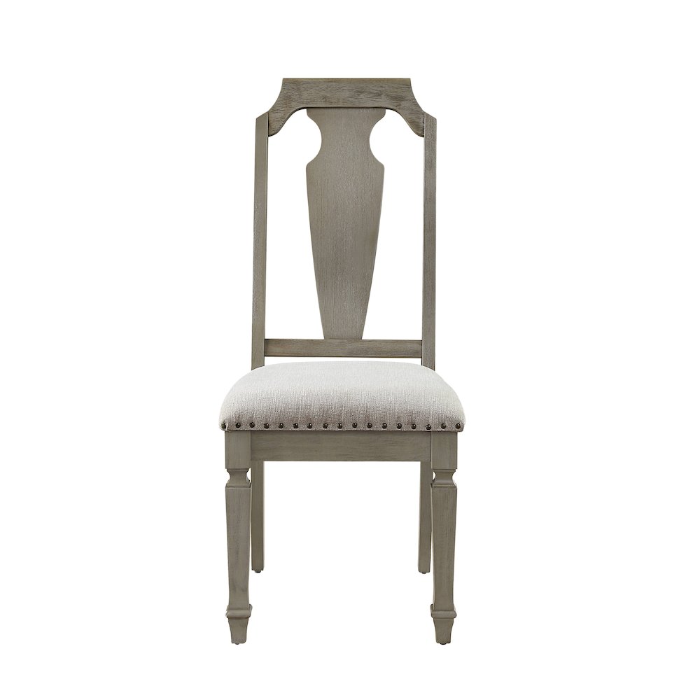 Beige and Weathered Oak Open Back Side Chairs (Set of 2). Picture 2