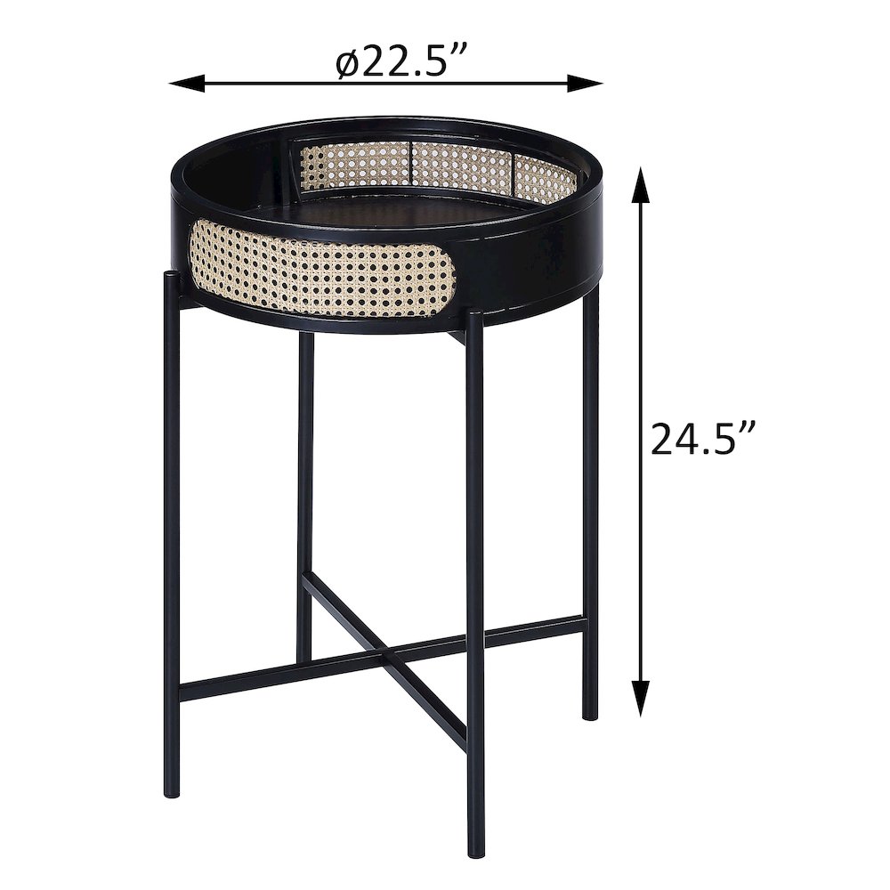 Black End Table with Tray Top. Picture 4