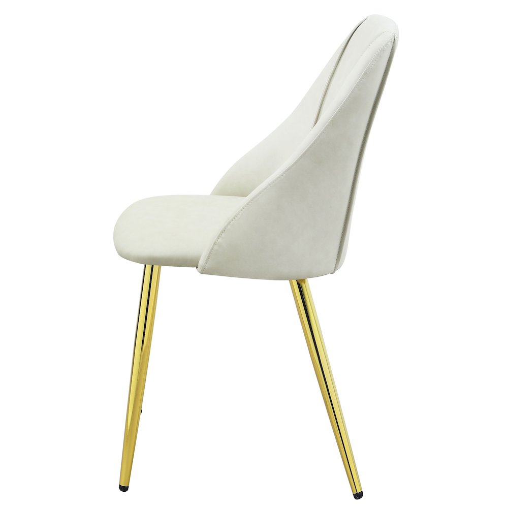 White and Gold Tight Back Side Chairs (Set of 2). Picture 3