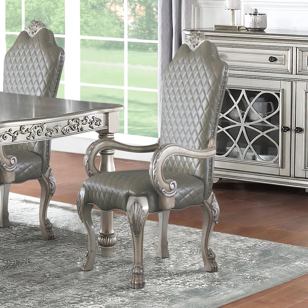 Grey and Vintage Bone White Arm Chairs (Set of 2). Picture 5