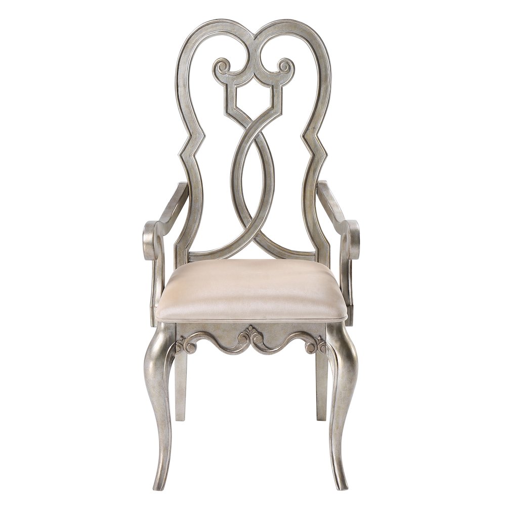 Ivory and Antique Champagne Arm Chairs (Set of 2). Picture 2