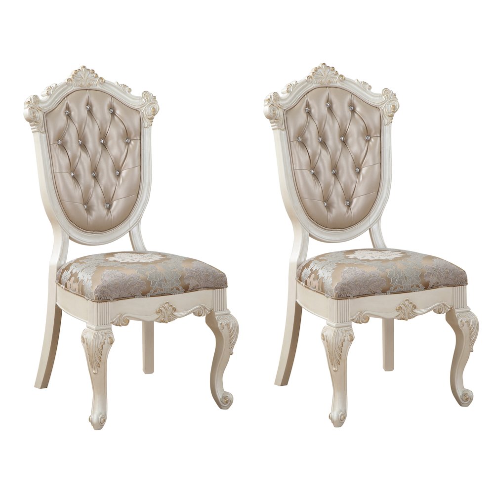 Rose Gold and Pearl White Tufted Back Side Chairs (Set of 2). Picture 1