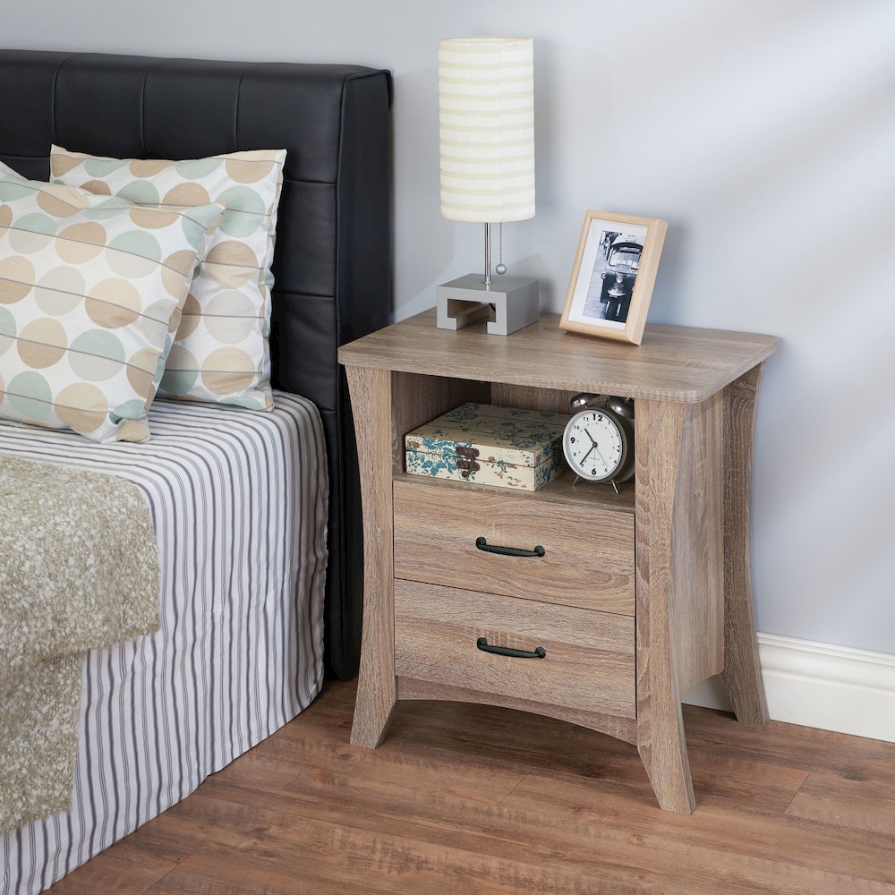 Nightstand with 2 Drawers and Open Shelving. Picture 4