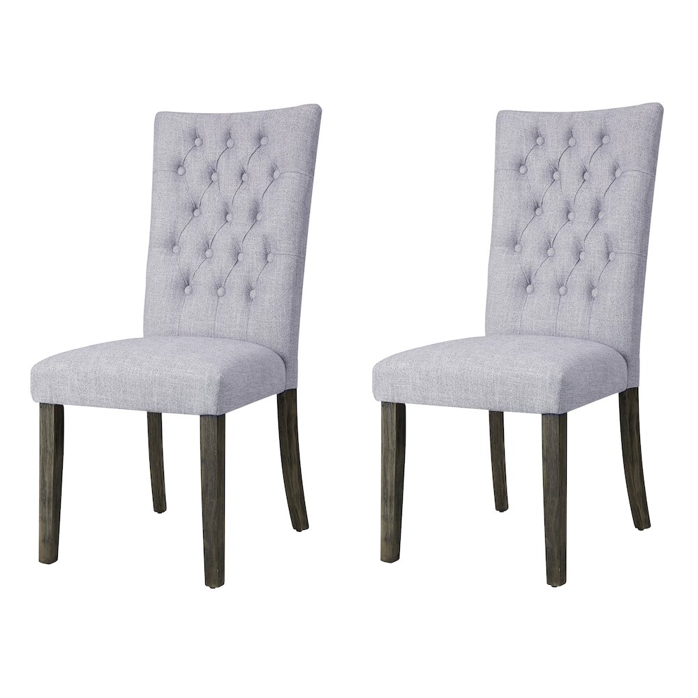 Grey and Grey Oak Side Chair with Button Tufted (Set of 2). Picture 1