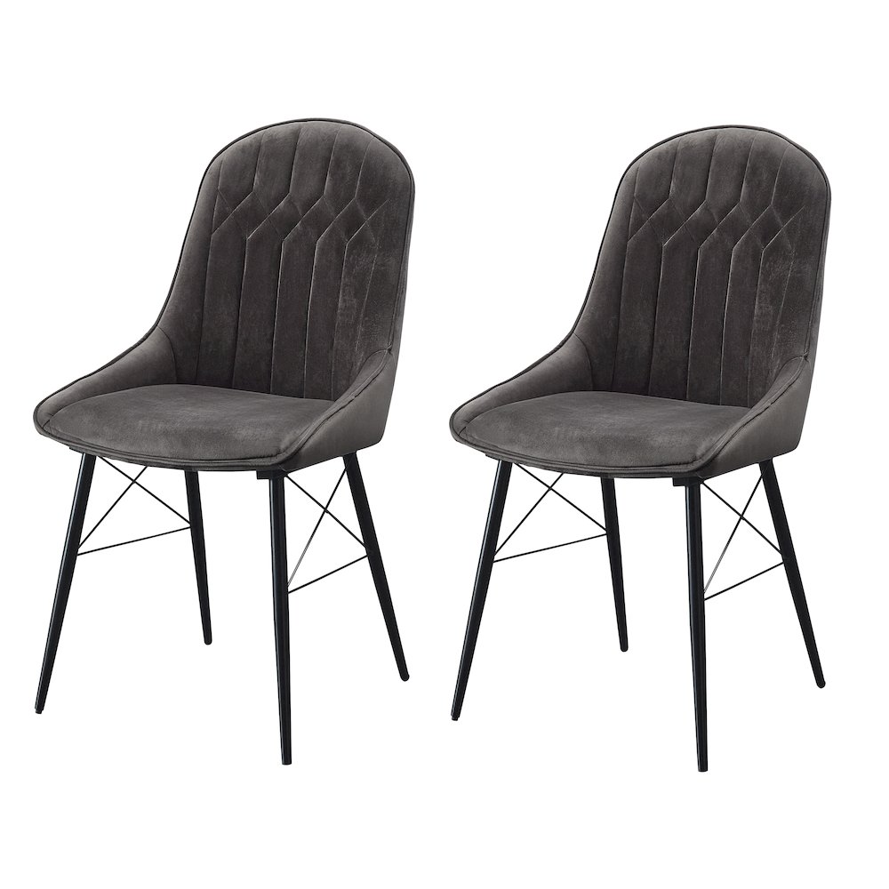 Grey and Black Tufted Back Dining Chairs (Set of 2). Picture 1