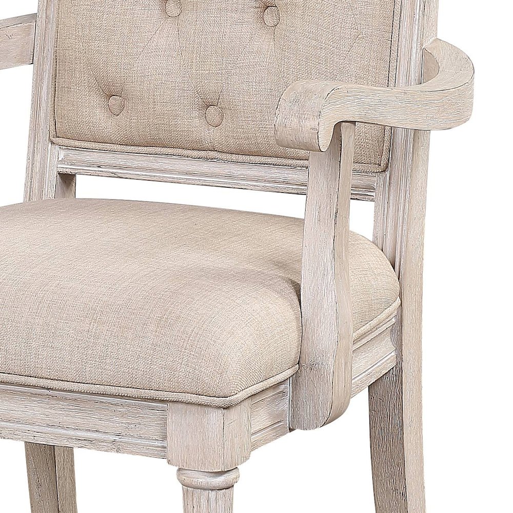 Beige and Antique Champagne Tufted Back Arm Chairs (Set of 2). Picture 5