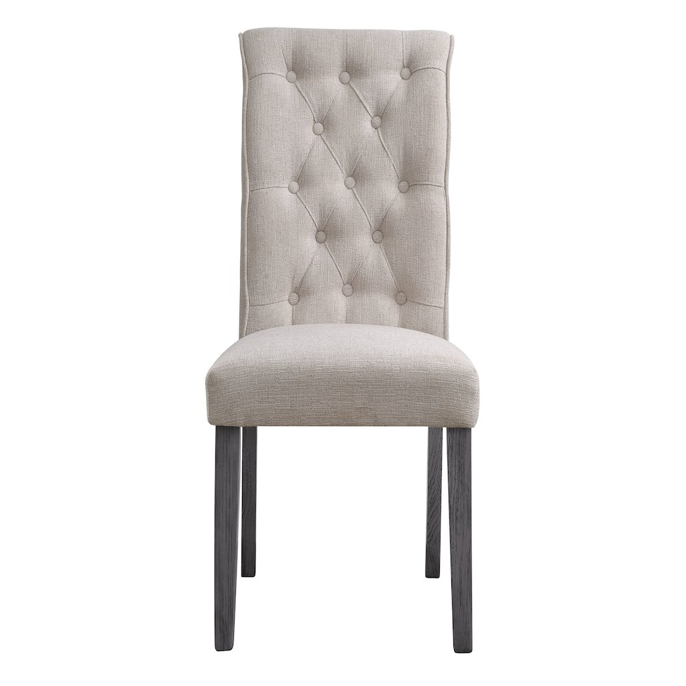 Beige and Grey Tufted Back Side Chairs (Set of 2). Picture 2