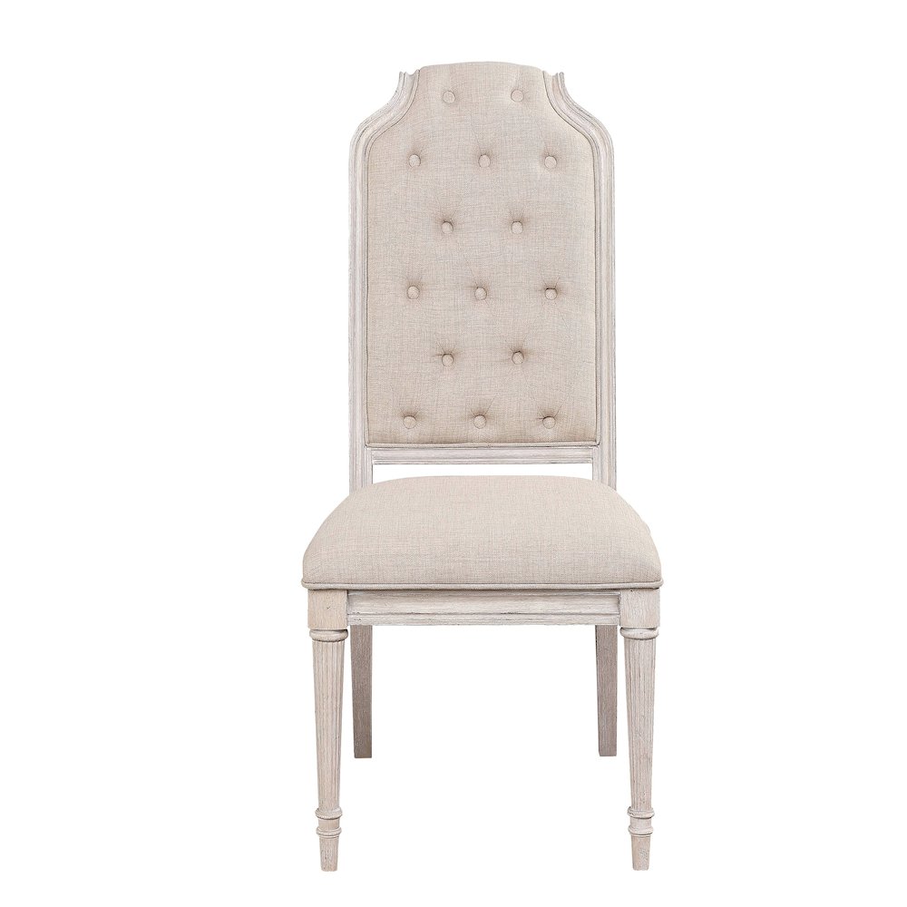 Beige and Antique Champagne Tufted Back Side Chairs (Set of 2). Picture 2