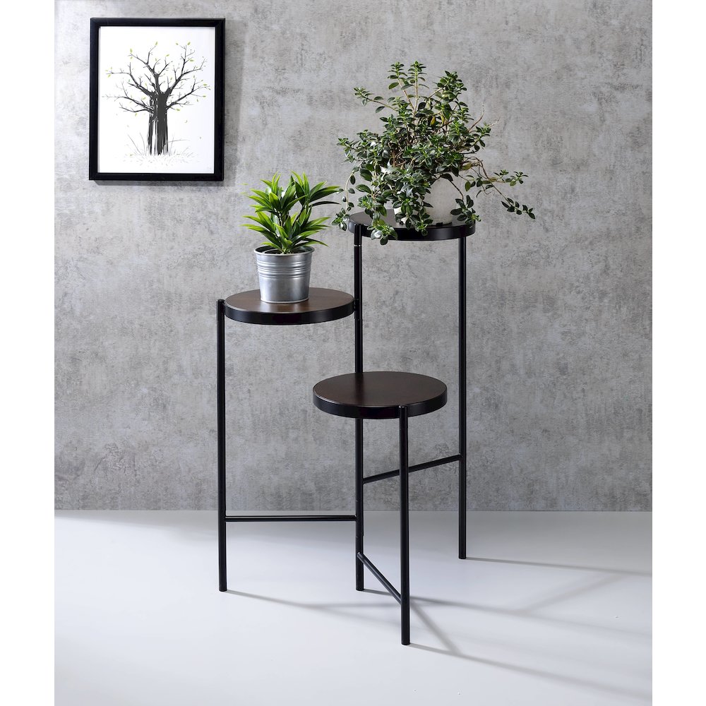 Black and Walnut 3-tier Foldable Plant Stand. Picture 4