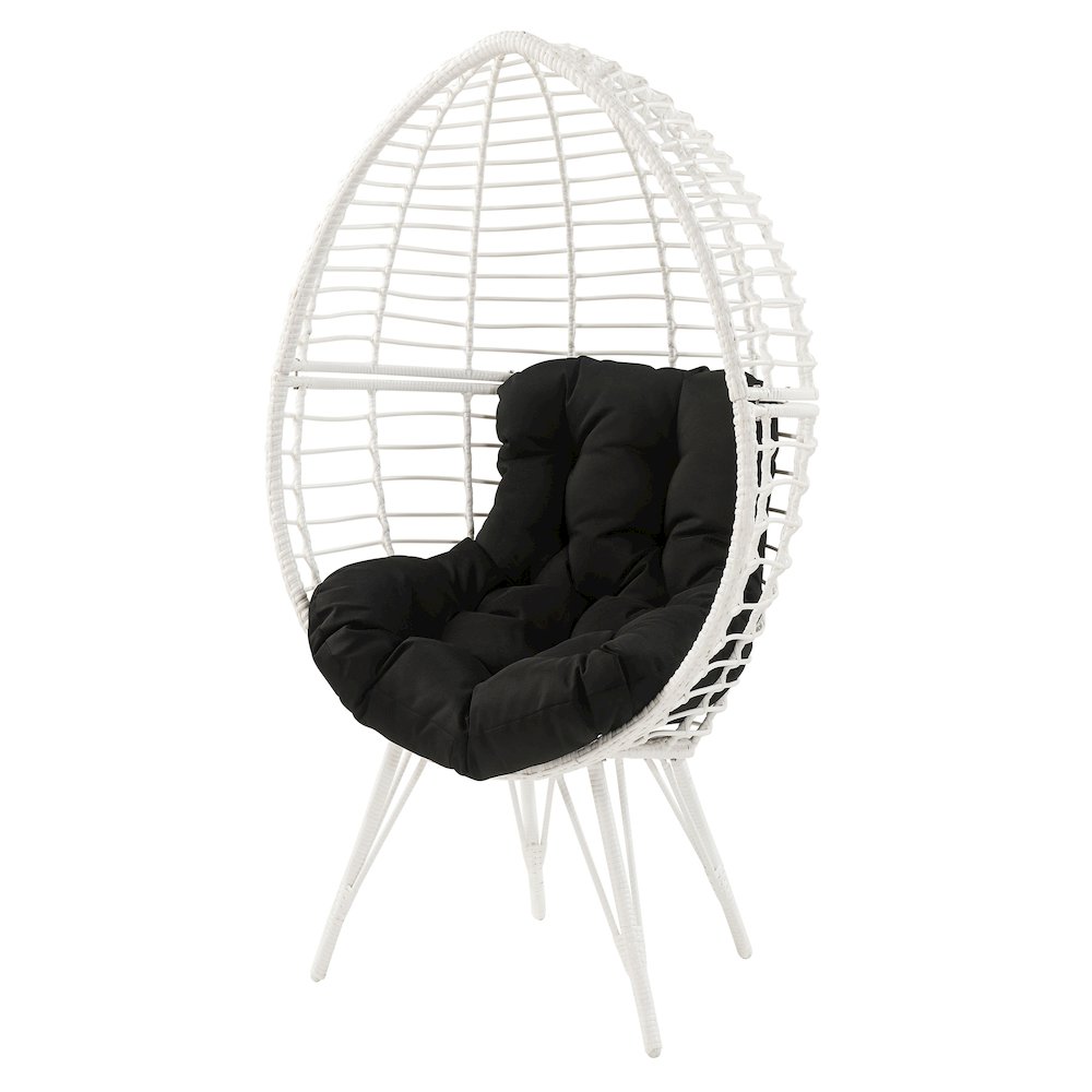 Black and White Patio Chair with Removable Cushion. Picture 1