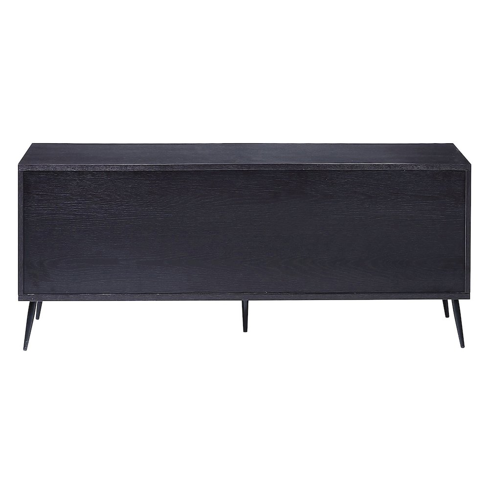Black TV Stand with Rattan Inserts. Picture 3