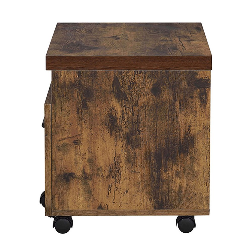 Weathered Oak and Black 1-Drawer File Cabinet. Picture 3