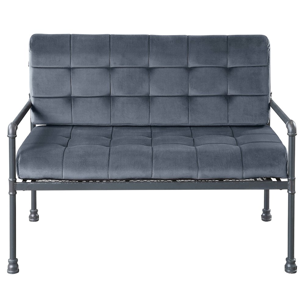 Grey and Sandy Grey Loveseat with Loose Back. Picture 2