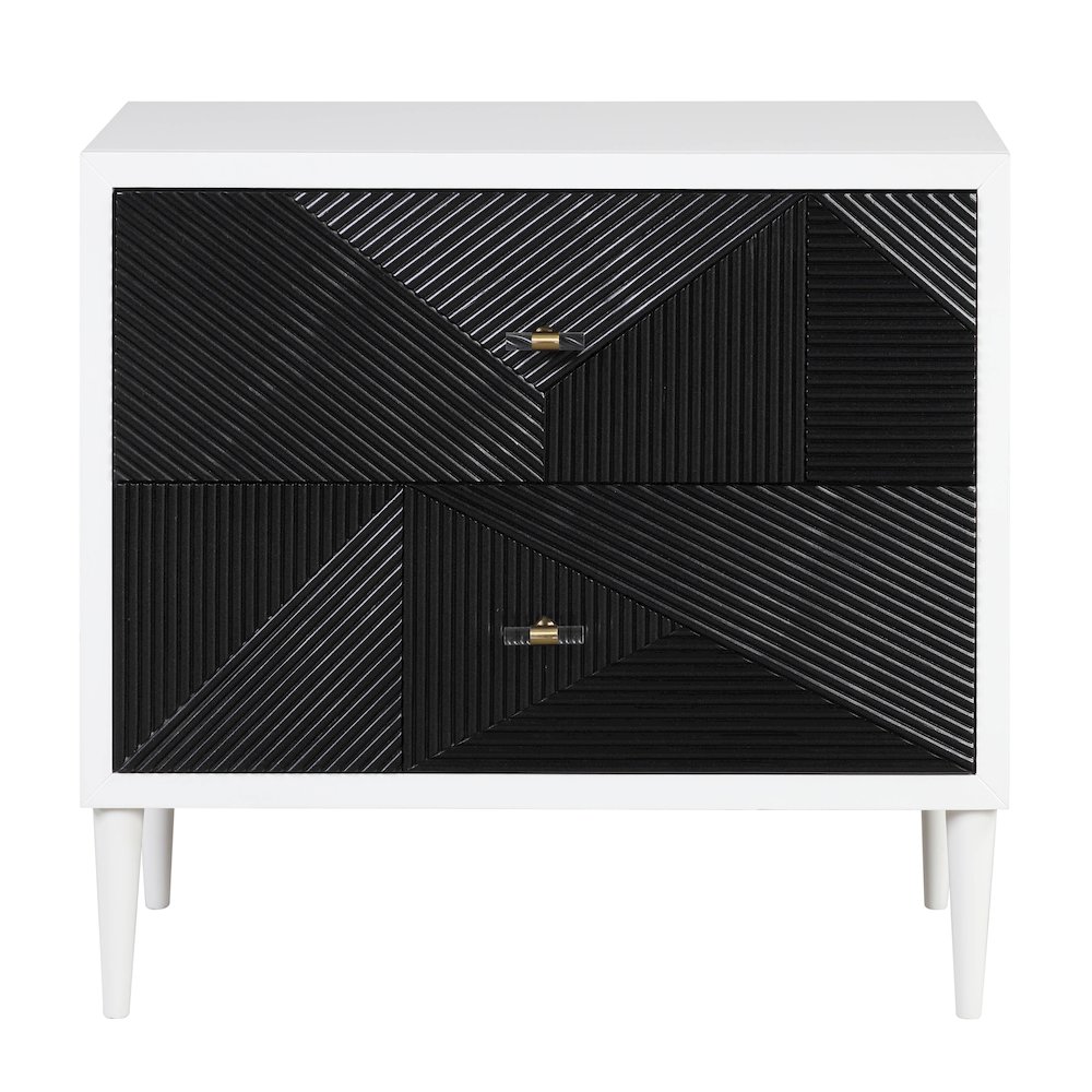 White and Black Accent Table with 2 Drawers. Picture 2