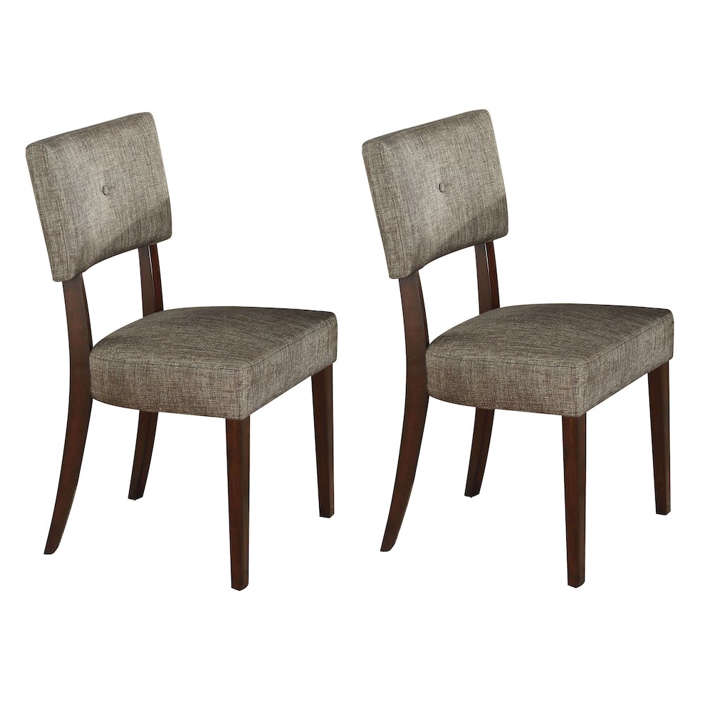 Dark Grey and Espresso Upholstered Back Side Chairs (Set of 2). Picture 1