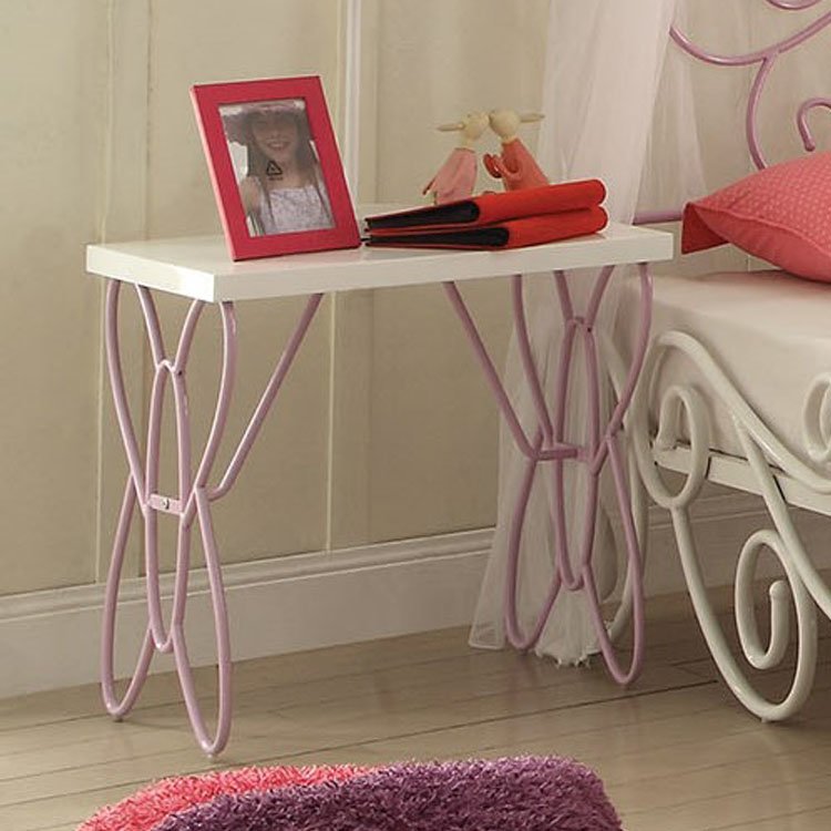 White and Light Purple Nightstand. Picture 4