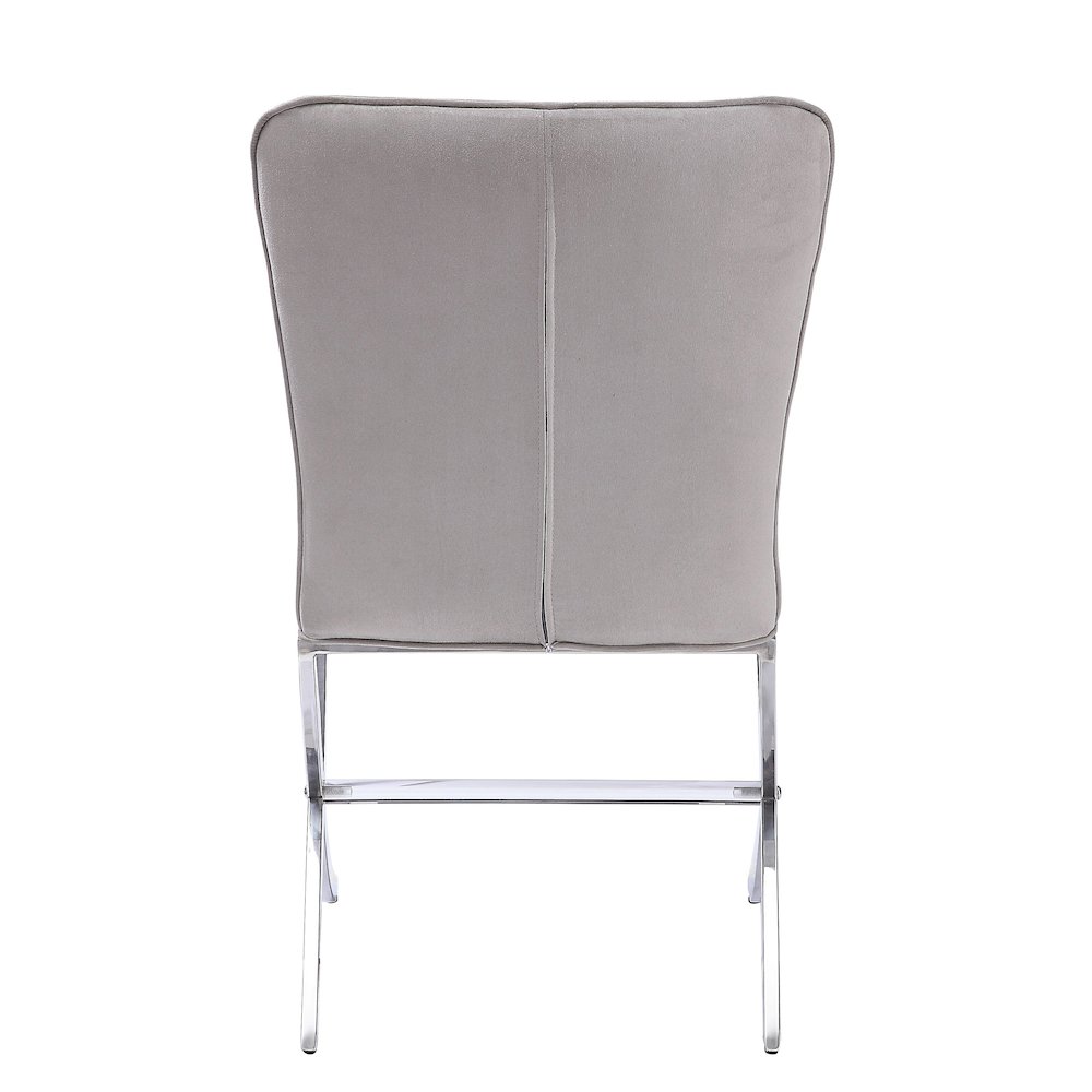 Beige and Chrome Side Chairs with Metal X Shape Legs (Set of 2). Picture 4