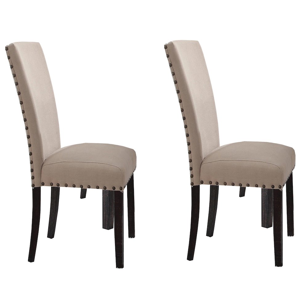 Beige and Salvage Dark Oak Upholstery Side Chair (Set of 2). Picture 1