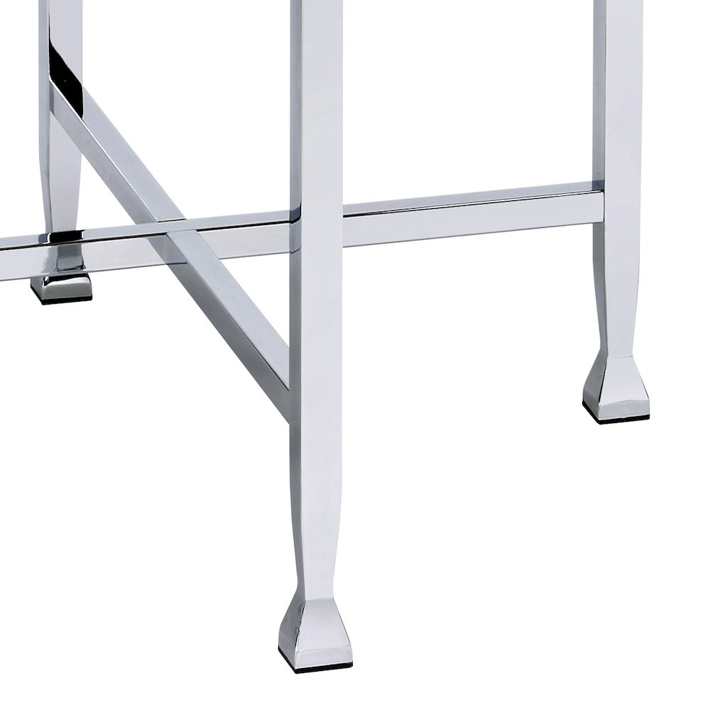White Oak and Chrome End Table with X Shape Base. Picture 4
