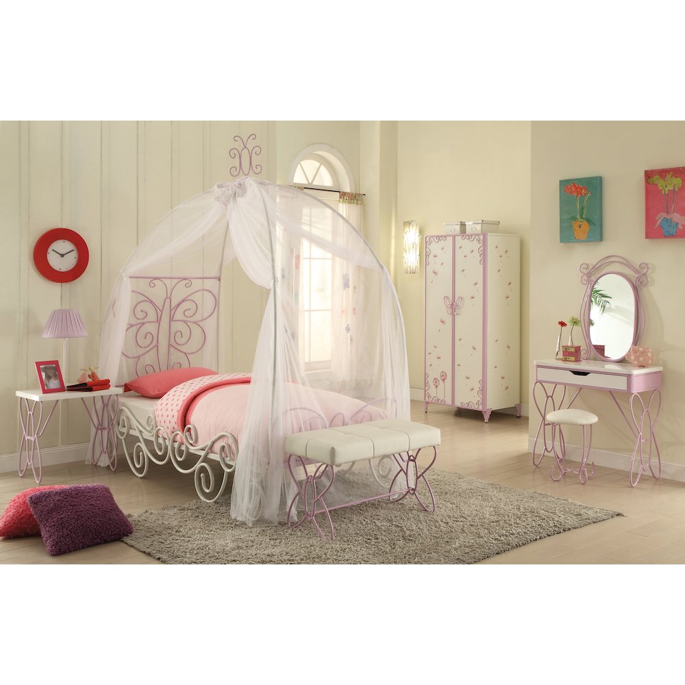White and Light Purple Nightstand. Picture 3