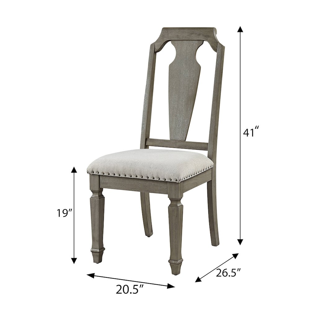 Beige and Weathered Oak Open Back Side Chairs (Set of 2). Picture 5