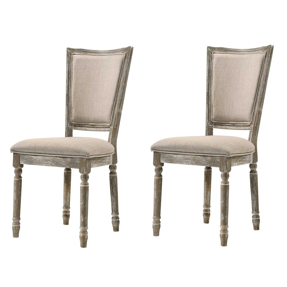 Beige and Reclaimed Grey Padded Seat Side Chairs (Set of 2). Picture 1