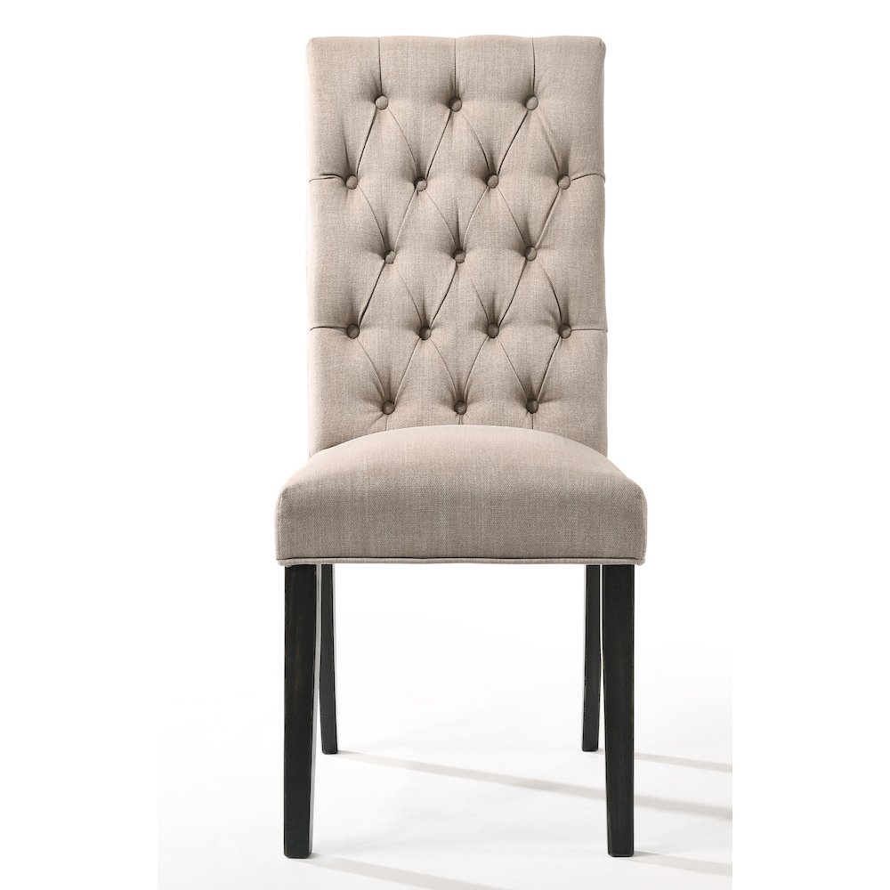 Tan and Vintage Black Tufted Parson Chairs (Set of 2). Picture 2