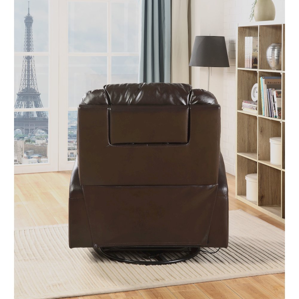 Brown Swivel Rocker Recliner with Metal Base. Picture 4