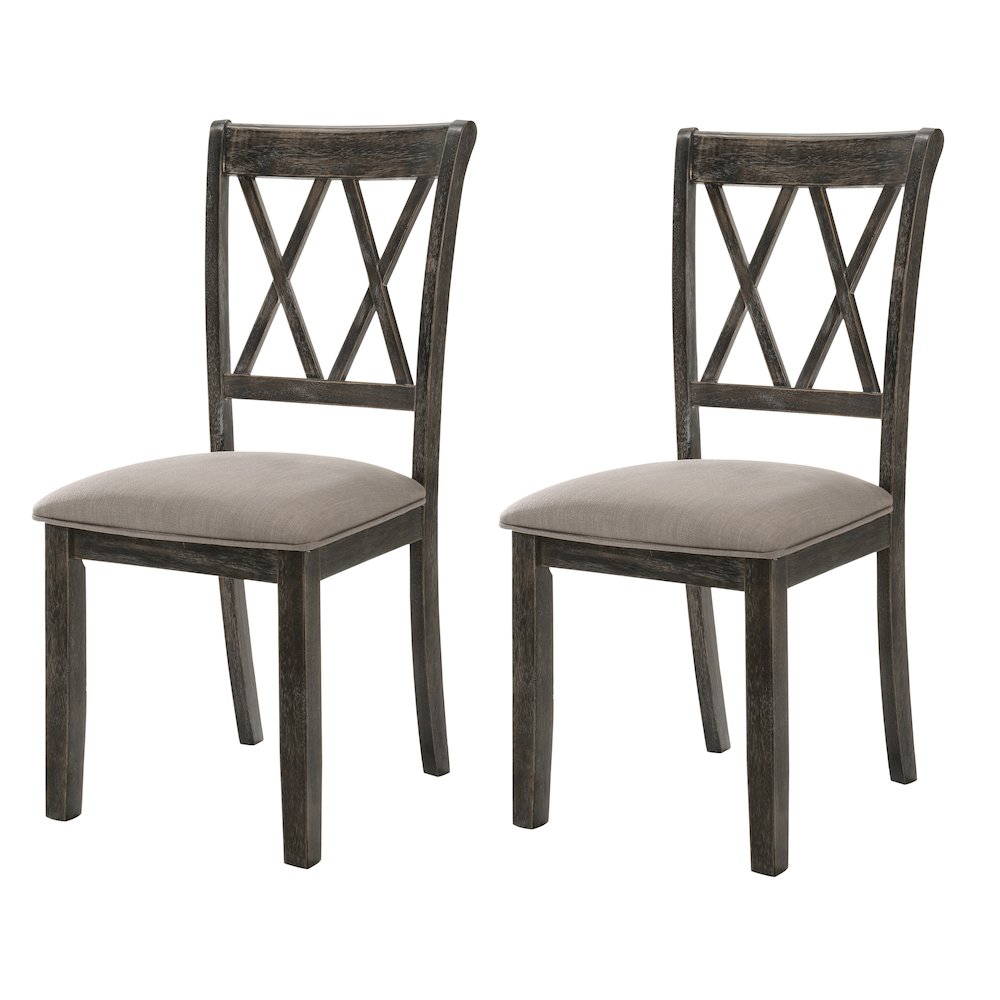 Beige and Weathered Grey Cross Back Side Chairs (Set of 2). Picture 1