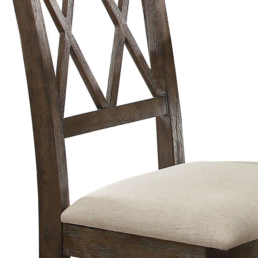 Beige and Salvage Brown Open Back Side Chairs (Set of 2). Picture 2